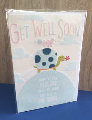 Karte Get Well Soon Pass auf dich auf Get Well Wünsche süßes Schildkrötenmotiv C43