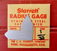 New! Genuine 1/32 Starrett Radius Gage Stainless Steel Satin Finish 167