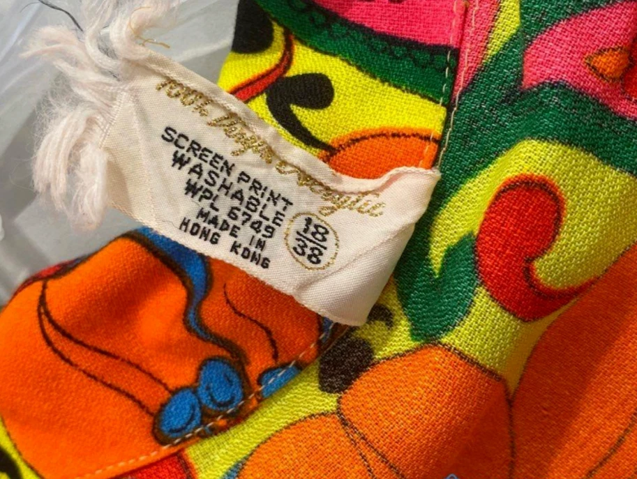 CAMISETA De Colección Para Mujer Años 60 Brillante Mod Cachemira Floral Manga Larga Talla 18 Busto 38 Foto 3 de 4