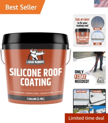 Silicone Roof Coating - UV-Reflective, No Primer Needed, One-Coat Sealant for...