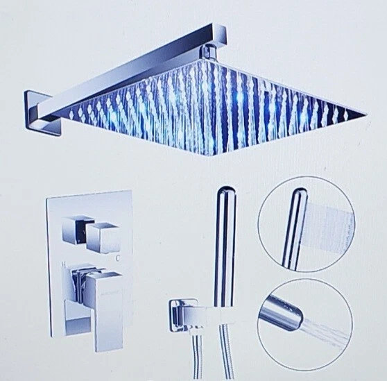 ELLO&ALLO LED 10 in. Shower Head System in Chrome (Valve Included) AS-C-L5150 *