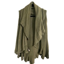 Kaleidoscope Waterfall Flowy Sleeveless Cardigan Sweater Vest Green One Size