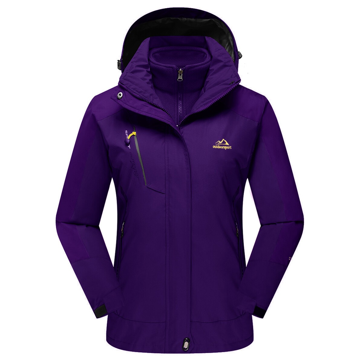 donhobo 3-in-1 ski-jack voor dames, met fleecejack, waterdichte regenjas, winddicht, warm, winterjas, dubbele jas, functionele jas met afneembare capuchon