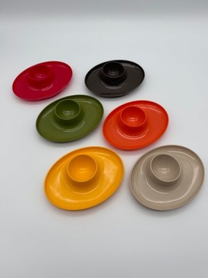 6x Vintage Eierbecher 70er Jahre Retro Mid Century modern bunt stapelbar
