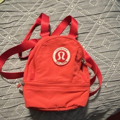 lululemon athletica Red Mini Backpack Zip Closure Logo Accents Adjustable Strap
