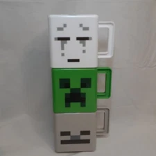 Minecraft Set of 3 Stacking Plastic Mugs Creeper Skeleton Ghast 2022 Mojang