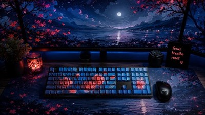 Oil Painting Rose Keycaps: Blue, Red Floral Mechanical Keyboard Art