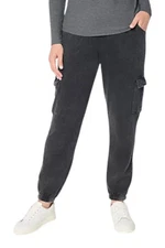 AnyBody Women's Washed French Terry Cargo Jogger Pant Washed Black