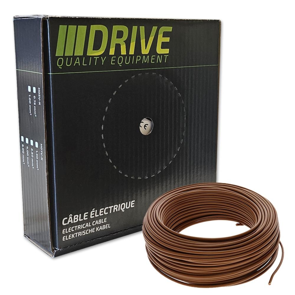 Fil électrique souple 1.5 mm² marron en boîte de 50 m pour câblage intérieur
