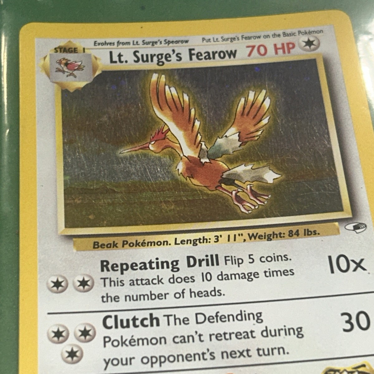 Pokémon TCG Gym Heroes Lt. Surge's Fearow 1st Edition Holo Rare