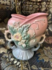 VINTAGE HULL ART USA POTTERY HANDLED VASE EWER W-5-6 1/2 WILDFLOWER