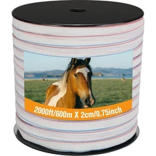 1 Roll 3/4 Inch x 2000 ft Electric Fence Tape for Livestock Polytape Fencing ...