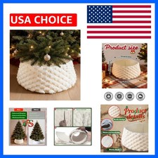Christmas Tree Collar for Artificial Trees White Faux Fur Plush Large Ring So...