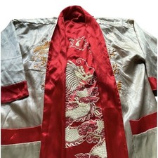 BEAUTIFUL Vintage Japanese Reversible Kimono Robe 100 Silk Dragon Embroidered