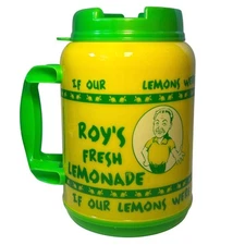 Roy's Fresh Lemonade 64oz Plastic Drink Dispenser Pitcher w/ Lid & Spout Jug