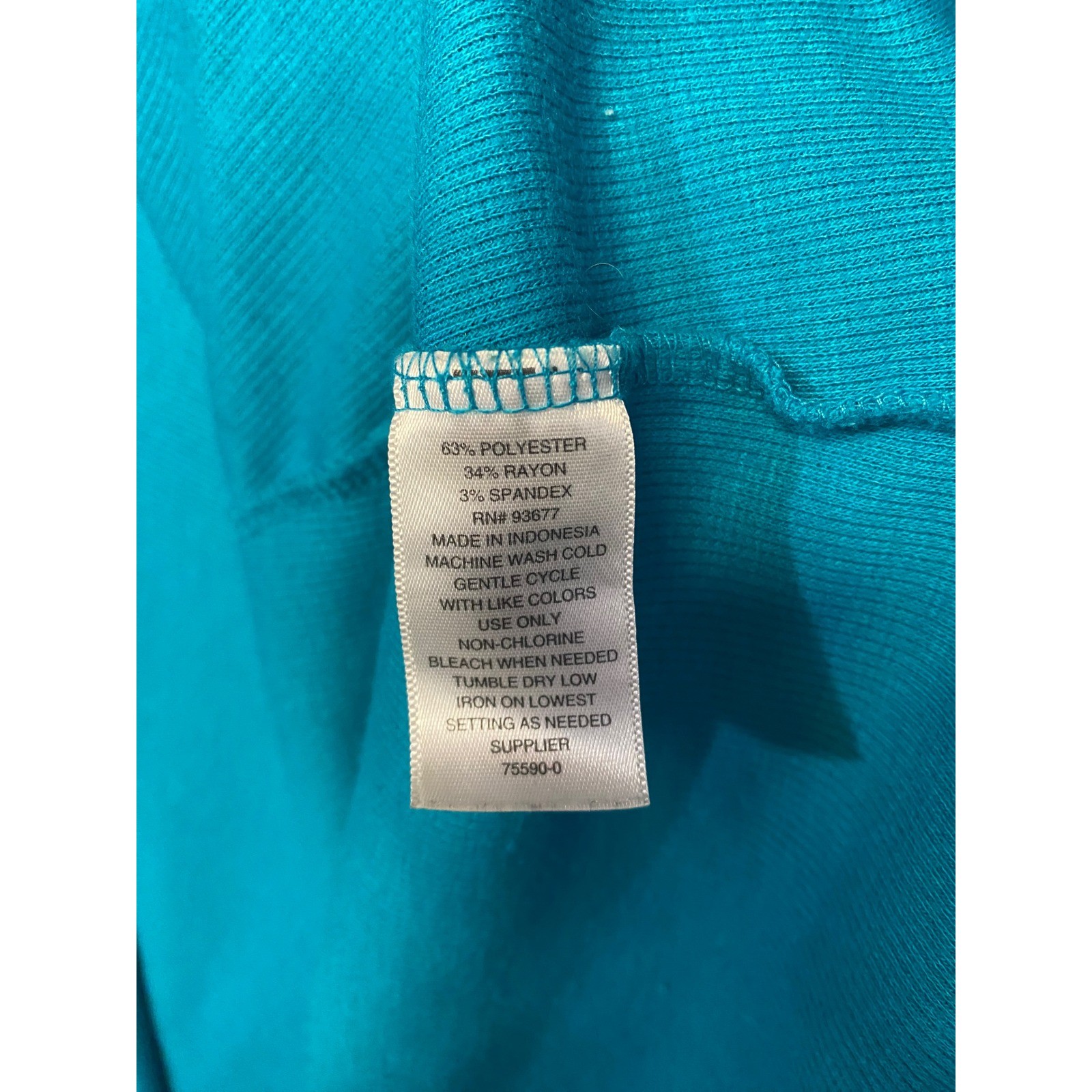 A New Approach Turquoise Blue Cutout Neck 3/4 Sleeve Ribbed Knit Top Women's L