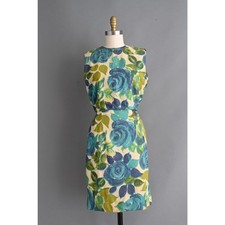 vintage 1950s Dress Gorgeous Sparkly Bold Rose Floral Print Dress Large
