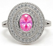 3CT Treated Pink Sapphire  Topaz 925 Sterling Silver Ring Sz 6 NB2-4