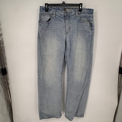 BKE Tyler Straight Leg Jeans Mens 36 Light Wash Blue Fair Relaxed Fit Denim