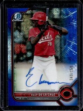 2022 Bowman Mega Box Elly De LA Cruz Auto Blue Mojo Refractor #/150 Reds