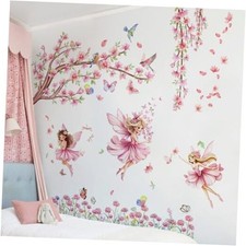 NXUEBDD Pink Cherry Blossom Tree Wall Stickers Flower Fairy Garden Light Pink