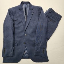 Jos A Bank 38R 32x30 Dark Blue Gray Check Stretch Wool Slim 2Btn 2Pc Mens Suit