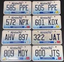 License Plates (Kentucky) Set Of 8 Lot# 94