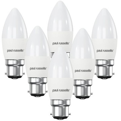 Paul Russells C37 LED Leuchtmittel B22 4,9W 470Lm 6500K Tageslicht nicht dimmbar (14164) 3er Pack