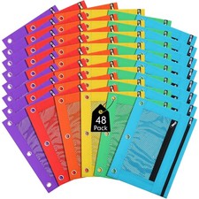 48 Pack Pencil Pouch for 3 Ring Binder Mesh Zipper Pencil Case Bags Binder Po...