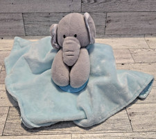 Forever Baby Gray Blue Elephant Lovey Security Blanket Crinkle Teether Satin