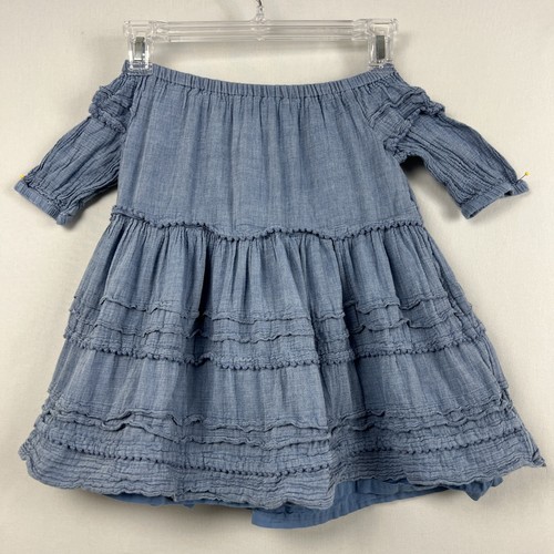 Polo Ralph Lauren Kleid Mädchen Gr. 3T Schulterfrei Gaze Stufen Blau - Bild 1 von 10