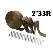 Exhaust Header Wrap 2x33ft Titanium High-heat Tape Insulation For Manifolds