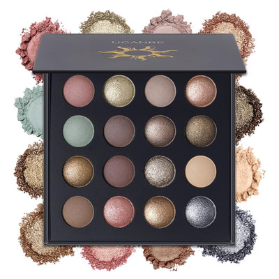 Baked Eyeshadow Makeup Palette with Hidden Gems, 16 Colors Nude Eye Shadow with