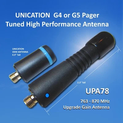 RCBI Unication G5 Pager Antenna Best Upgrade P25 Digital UPA78 2.3" Tuned 763-870 MHz