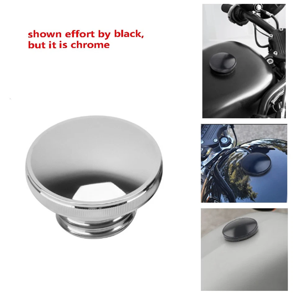 Chrome Gas Fuel Tank Cap For Harley Davidson Softail Sportster XL883 XL1200 Dyna Foto 3 de 4