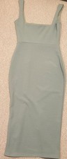Nasty Gal Collection Sheath Dress 0 Seafoam Green Square Neckline Slit Sleeveles