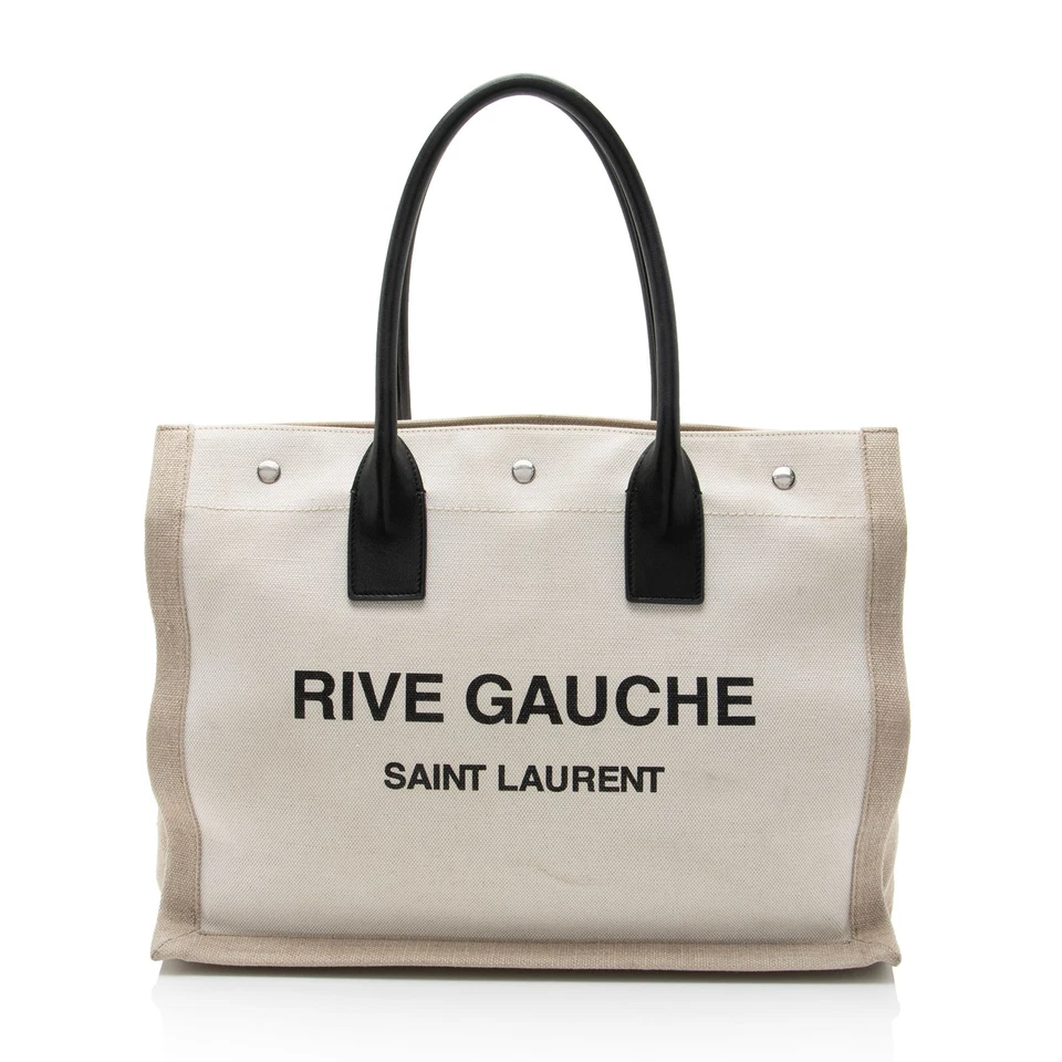 Bolso pequeño Saint Laurent Rive Gauche de lona de piel de becerro