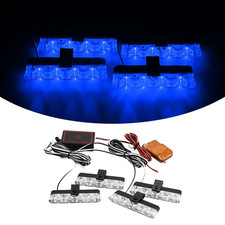 Car Led Grid Police Strobe Light with Remote Super Bright 12V Front Grille Auto 
