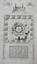 Antique 1824 Classical Architectural Engraving capitals friezes  Palmette Leaf