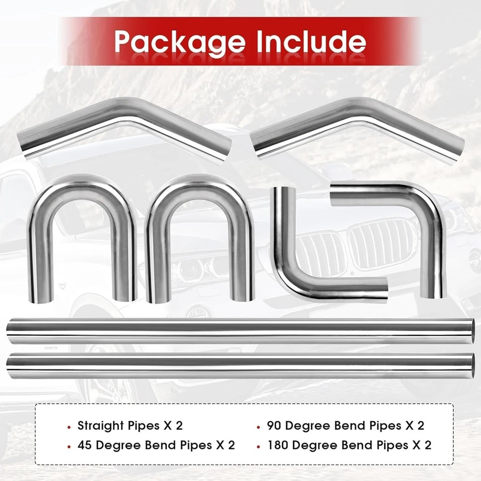 8PCS 2.5" Stainless Steel Exhaust Tubing Mandrel Pipe For Chevrolet K10 K20 K30 - Изображение 2 из 4