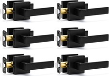 6 Pack Passage Door Handles Matte Black Door Levers, Interior Door Knobs  Sq...
