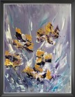 Original Floral Abstract Iris Gold  Acrylic Painting 12 x 16 Modern Fine Art   — photo 4