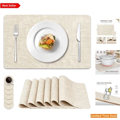 6er Set Hitzebeständige Vinyl Tischsets mit Untersetzer - Ideal für drinnen/draußen - Bild 1 von 4