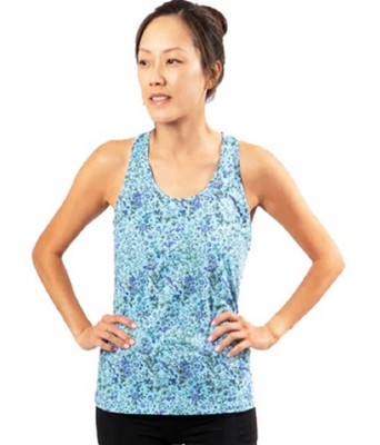 NWT rabbit - Steady State Tank - Sky Blue Floral- Women's Large L