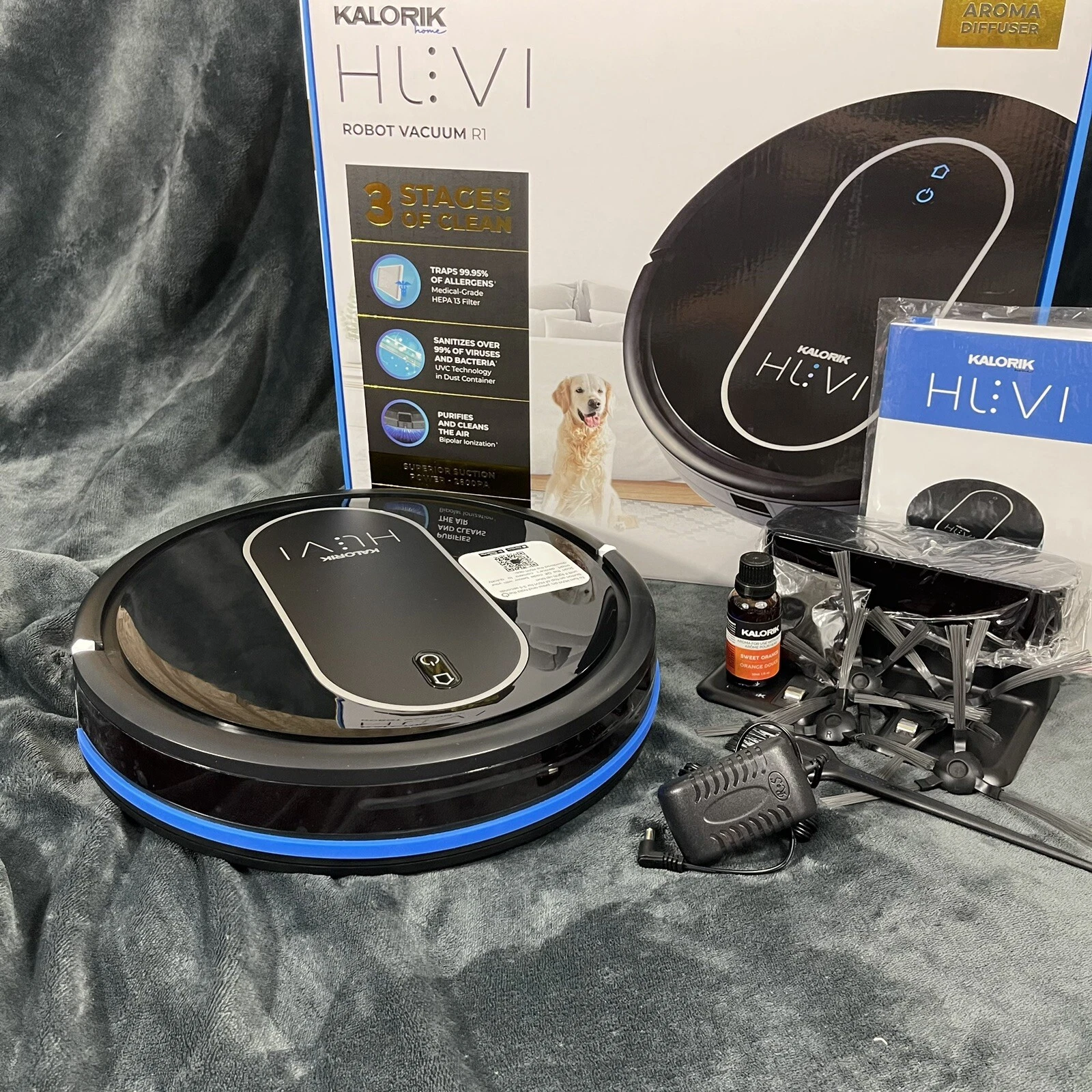 Kalorik Home HUVI Robot Smart Vacuum Cleaner House Bluetooth w/ Aroma Diffuser