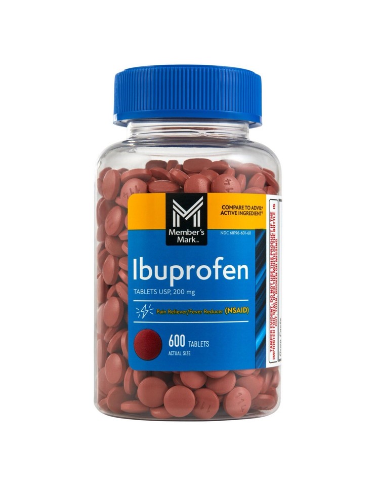 Member’s Mark Ibuprofen 200 MG,TOTAL 1200 COATED Tablets Pain Reliever ...