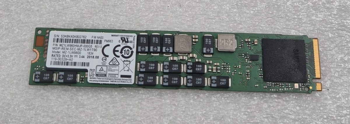 Samsung MZ-1LW9600 MZ1LW960HMJP-000G5 PM963 NVMe PCIe SSD 960GB
