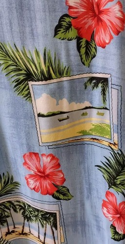 Peppermint Bay Hawaiian Post Card Floral Rayon Sleeveless Blue Coral Dress XS/S - Picture 9 of 10