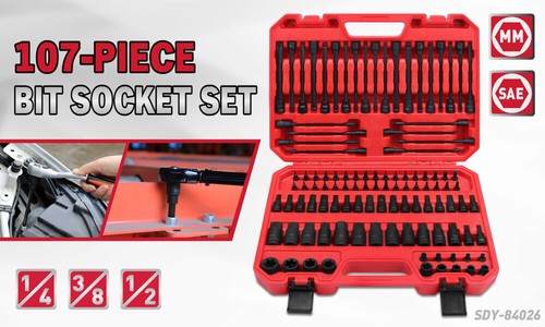 HORUSDY 107Pcs Hex & Torx Bit Socket Set E-Torx Extra Long Allen Key Sockets - Picture 2 of 9