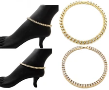 Women's Fashion Gold Tone Cubic Zirconia Anklet 4mm Tennis Chain Anklets